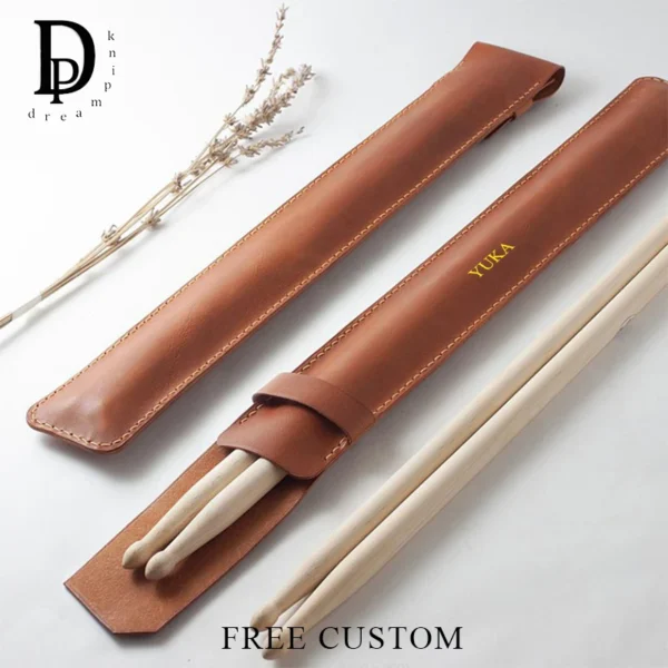 Custom Letters Leather Drumstick Sleeve Engrave Initials Luxury Drum Stick Storage Bag Personalized Protective Pouch Bags Gift